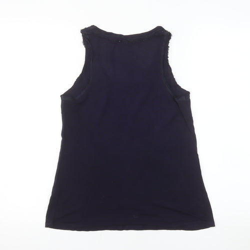 Reiss Womens Blue Jersey Tank Top XS Sleeveless Lyocell Silk Blend