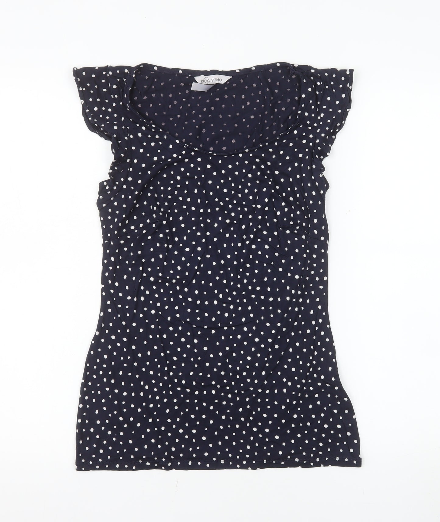Bravissimo Women's Blue Polka Dot Scoop Neck T-Shirt Size 10