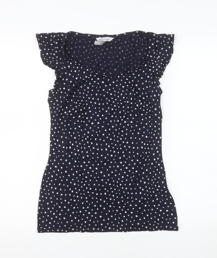 Bravissimo Women's Blue Polka Dot Scoop Neck T-Shirt Size 10