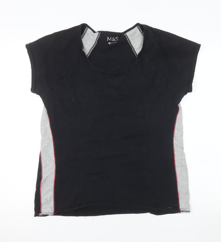 Marks and Spencer Womens Black Short Sleeve Active T-Shirt Size 18