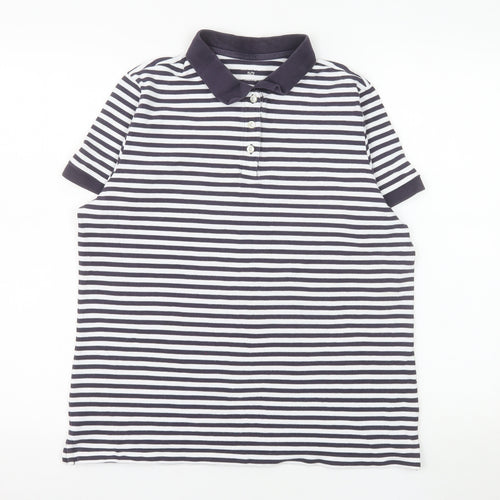 Mossimo Men's Black White Striped Cotton Polo Shirt XL