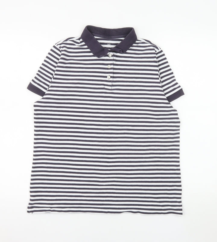 Mossimo Men's Black White Striped Cotton Polo Shirt XL