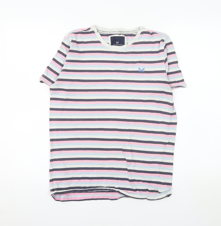 Crew Clothing Company Men's Multicoloured Striped Cotton T-Shirt Size S