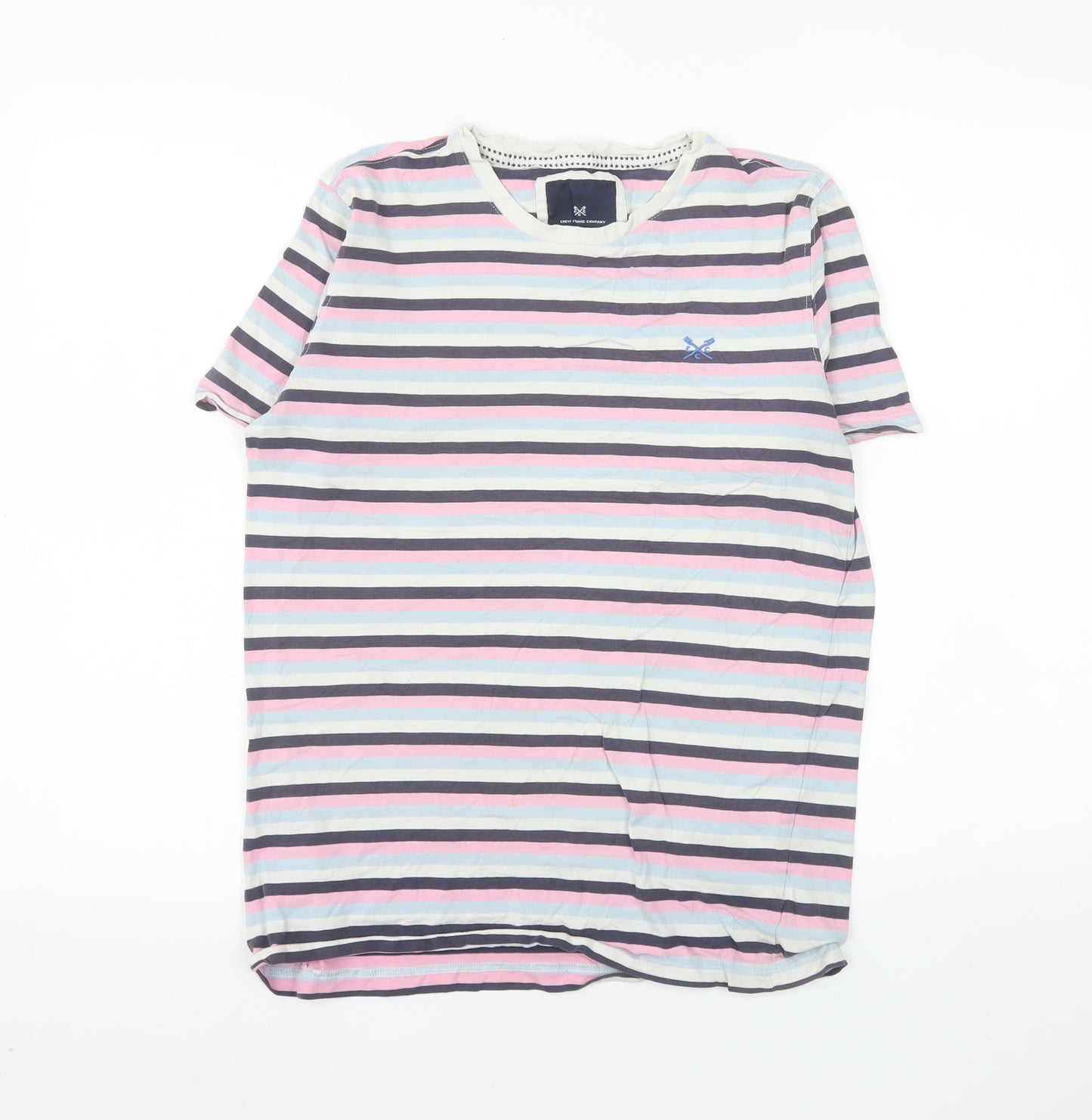 Crew Clothing Company Men's Multicoloured Striped Cotton T-Shirt Size S