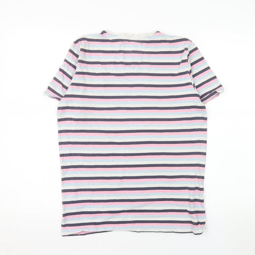 Crew Clothing Company Men's Multicoloured Striped Cotton T-Shirt Size S
