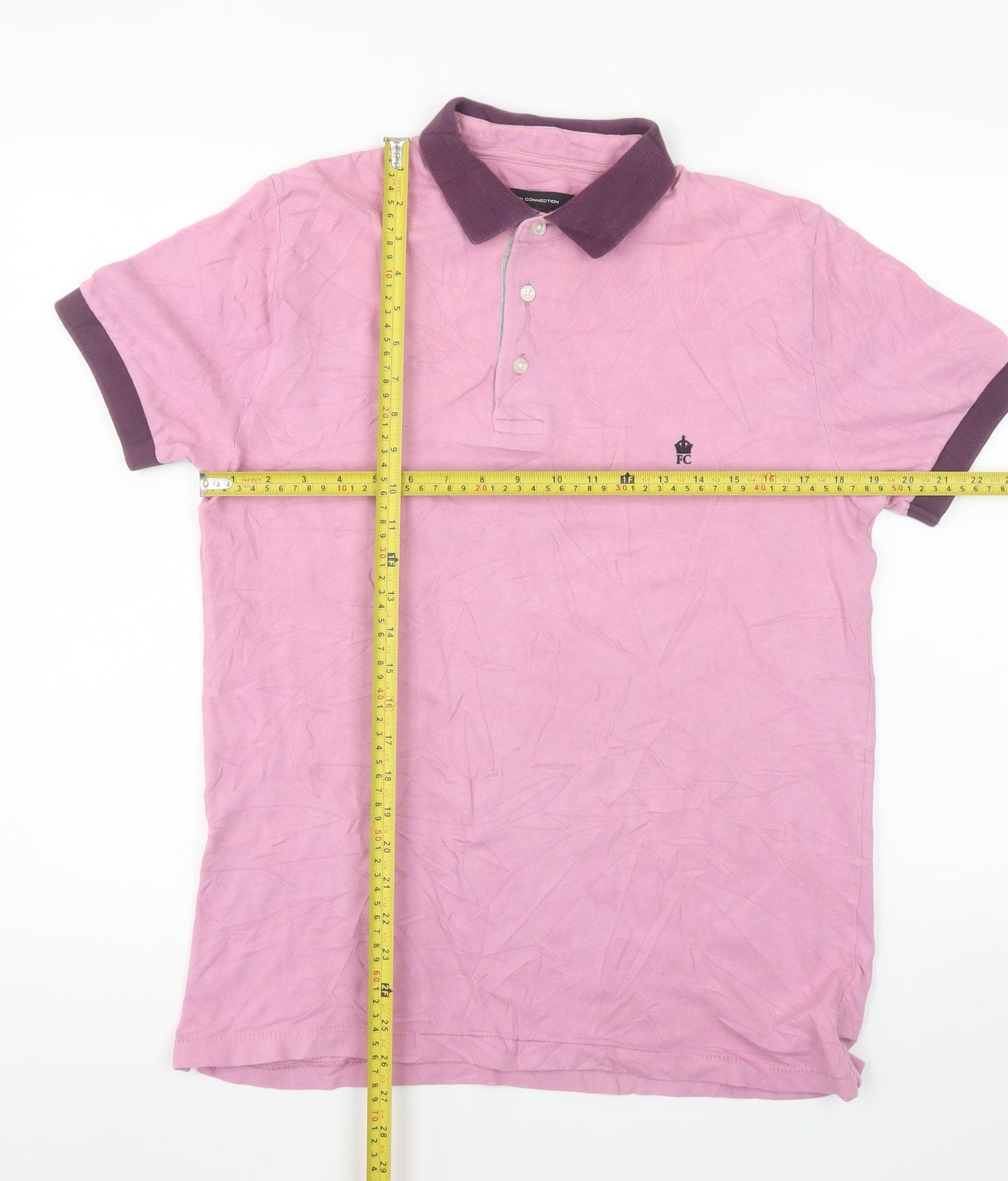 French Connection Men's Pink Cotton Polo Shirt Size M