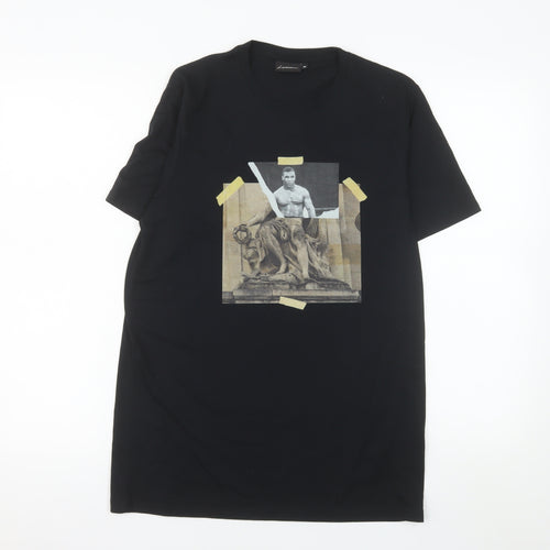 Luciano Men's Black Graphic Print Crew Neck T-Shirt Size M Polyester Cotton Blend