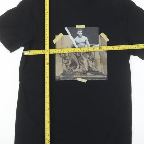 Luciano Men's Black Graphic Print Crew Neck T-Shirt Size M Polyester Cotton Blend
