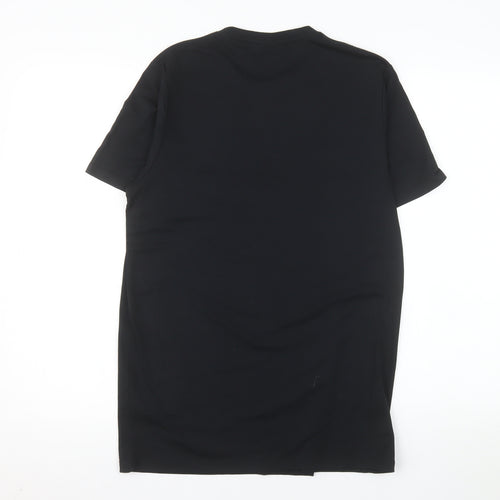 Luciano Men's Black Graphic Print Crew Neck T-Shirt Size M Polyester Cotton Blend