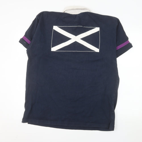 Scotland XV Men’s Blue Rugby Polo Shirt XL Cotton Embroidered