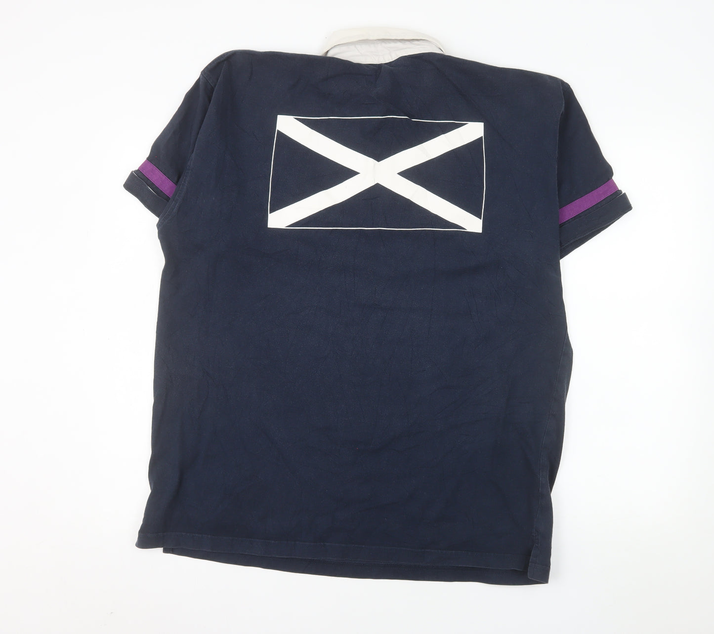 Scotland XV Men’s Blue Rugby Polo Shirt XL Cotton Embroidered