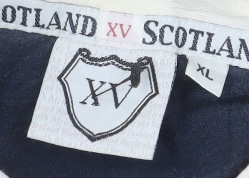 Scotland XV Men’s Blue Rugby Polo Shirt XL Cotton Embroidered