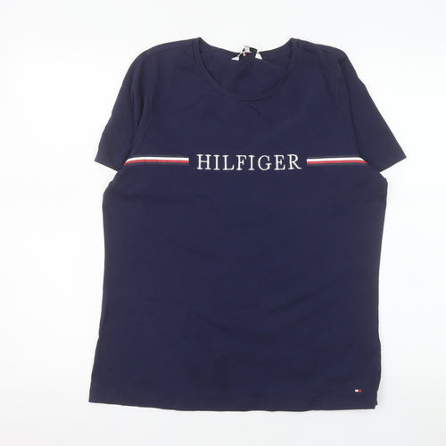 Tommy Hilfiger Women's Blue Cotton Short Sleeve T-Shirt M