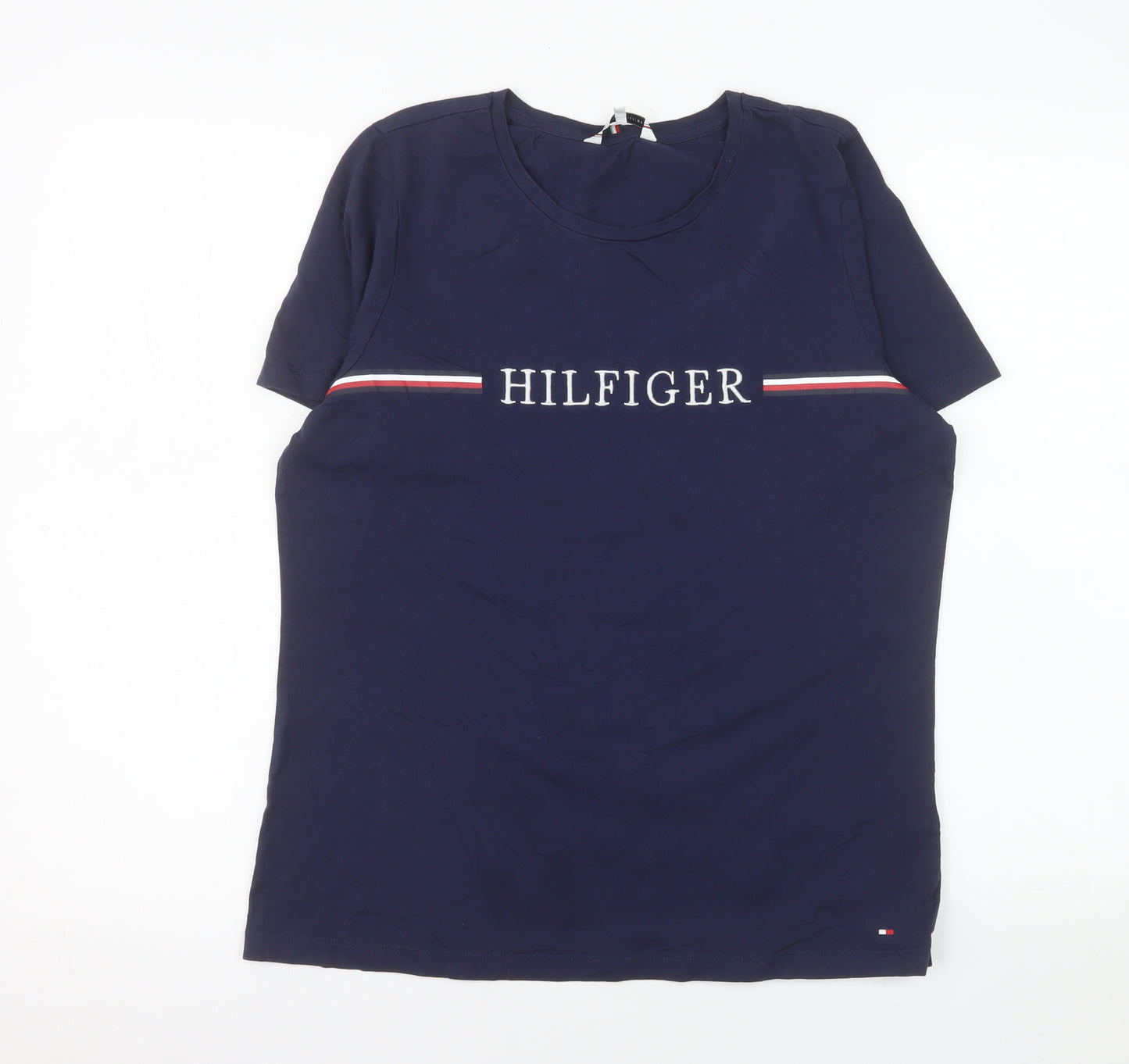 Tommy Hilfiger Women's Blue Cotton Short Sleeve T-Shirt M
