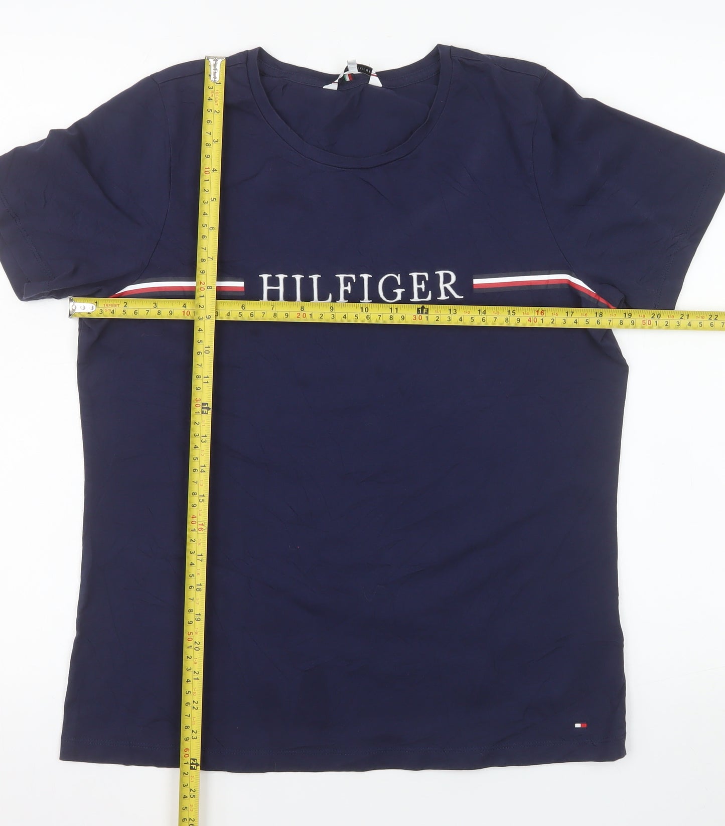 Tommy Hilfiger Women's Blue Cotton Short Sleeve T-Shirt M