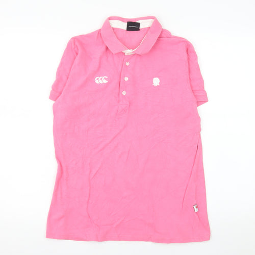Canterbury Womens Pink Polo Shirt Size 16 Cotton Stretch Casual Top
