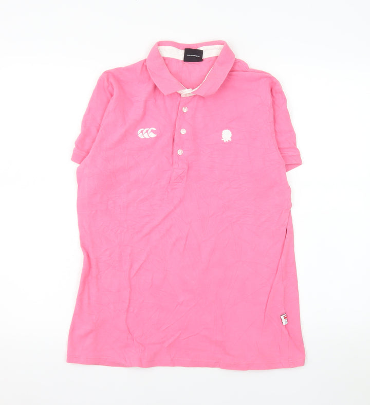 Canterbury Womens Pink Polo Shirt Size 16 Cotton Stretch Casual Top
