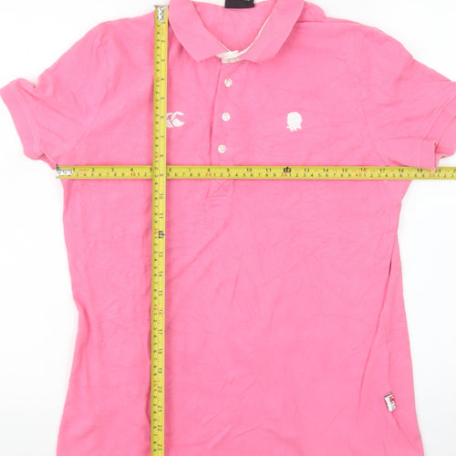 Canterbury Womens Pink Polo Shirt Size 16 Cotton Stretch Casual Top