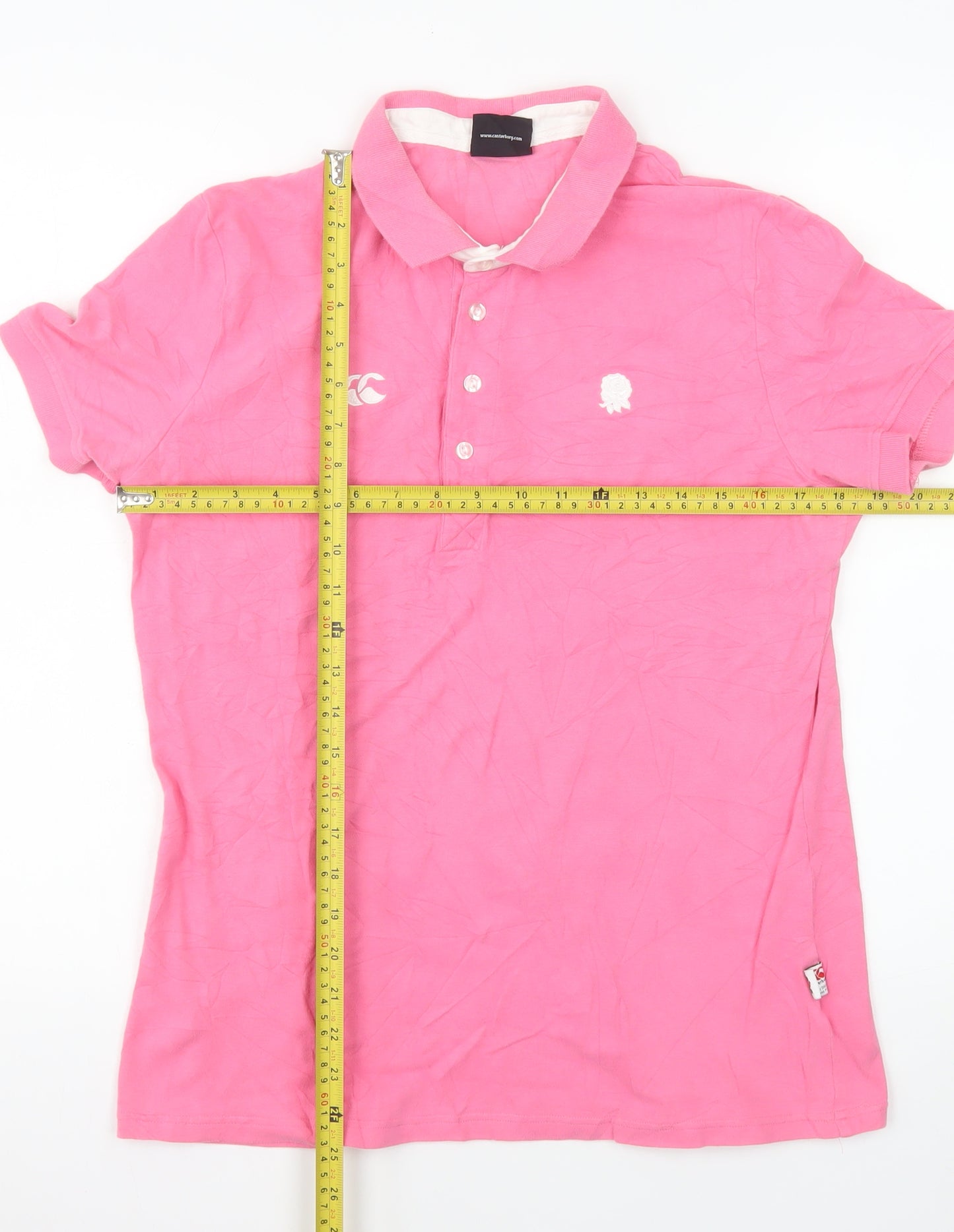 Canterbury Womens Pink Polo Shirt Size 16 Cotton Stretch Casual Top