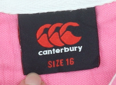 Canterbury Womens Pink Polo Shirt Size 16 Cotton Stretch Casual Top