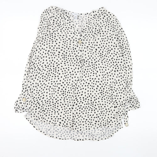 M&Co Women’s White Polka Dot Viscose Tunic Blouse Size 12