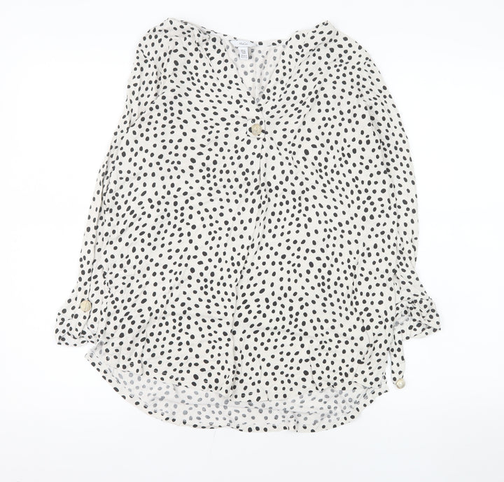 M&Co Women’s White Polka Dot Viscose Tunic Blouse Size 12