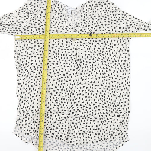 M&Co Women’s White Polka Dot Viscose Tunic Blouse Size 12