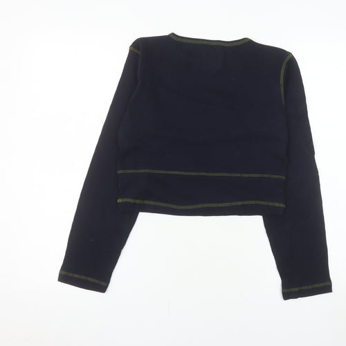 Pepe Jeans Womens Blue Cropped Long Sleeve Crew Neck Cotton T-Shirt M