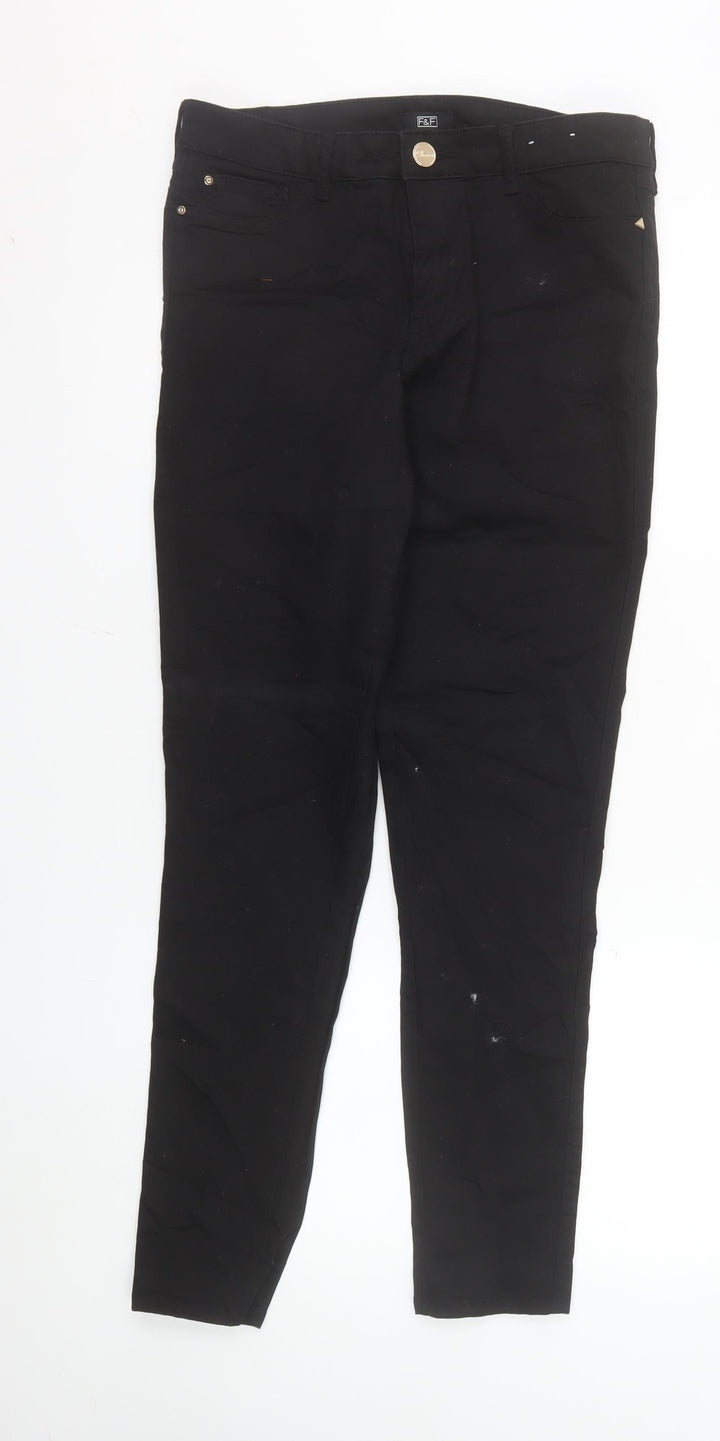 F&F Womens Black Skinny Jeans Size 12 Regular Stretch Denim