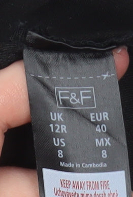F&F Womens Black Skinny Jeans Size 12 Regular Stretch Denim
