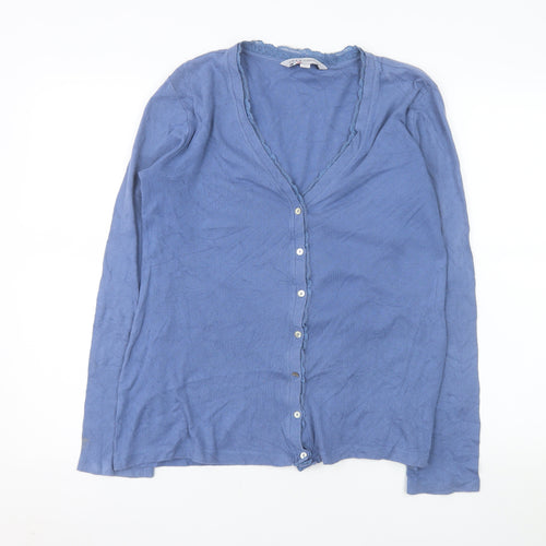 Crew Clothing Co. Women's Blue Cotton Long Sleeve Button Blouse Size 16