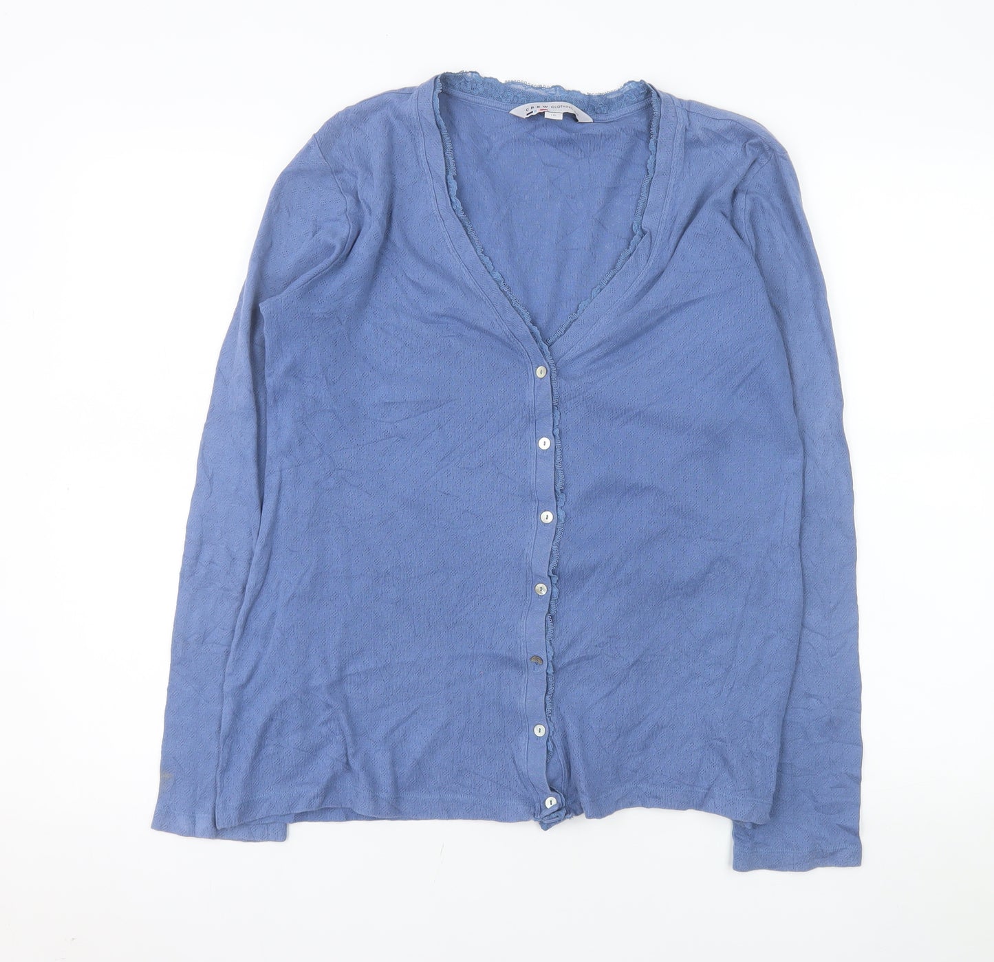 Crew Clothing Co. Women's Blue Cotton Long Sleeve Button Blouse Size 16
