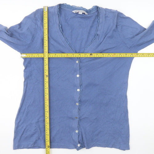 Crew Clothing Co. Women's Blue Cotton Long Sleeve Button Blouse Size 16