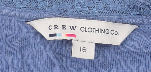 Crew Clothing Co. Women's Blue Cotton Long Sleeve Button Blouse Size 16