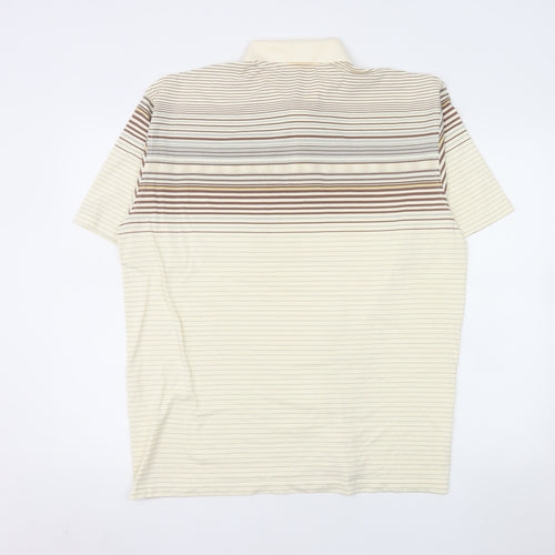 Charles Norton Men's Beige Striped Polo Shirt XL Regular Fit