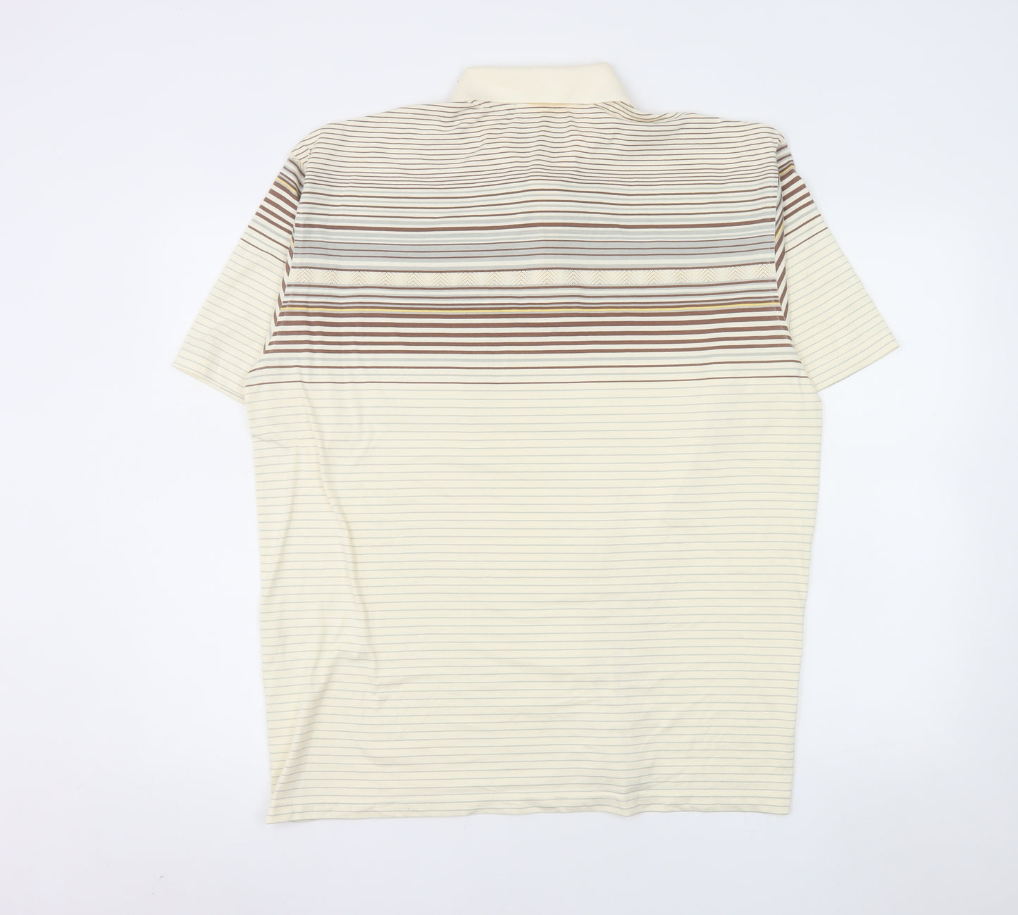Charles Norton Men's Beige Striped Polo Shirt XL Regular Fit