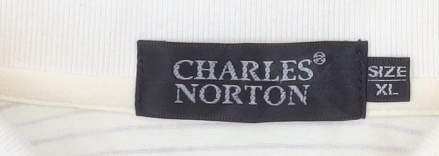 Charles Norton Men's Beige Striped Polo Shirt XL Regular Fit