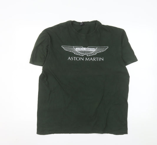 Gildan Men’s Green Aston Martin Logo Cotton T-Shirt Size L