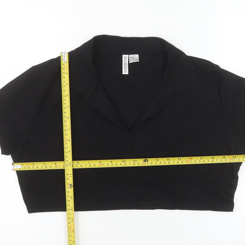 H&M Divided Women's Black Cropped Polo Shirt XL Cotton Blend