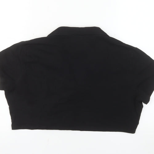 H&M Divided Women's Black Cropped Polo Shirt XL Cotton Blend
