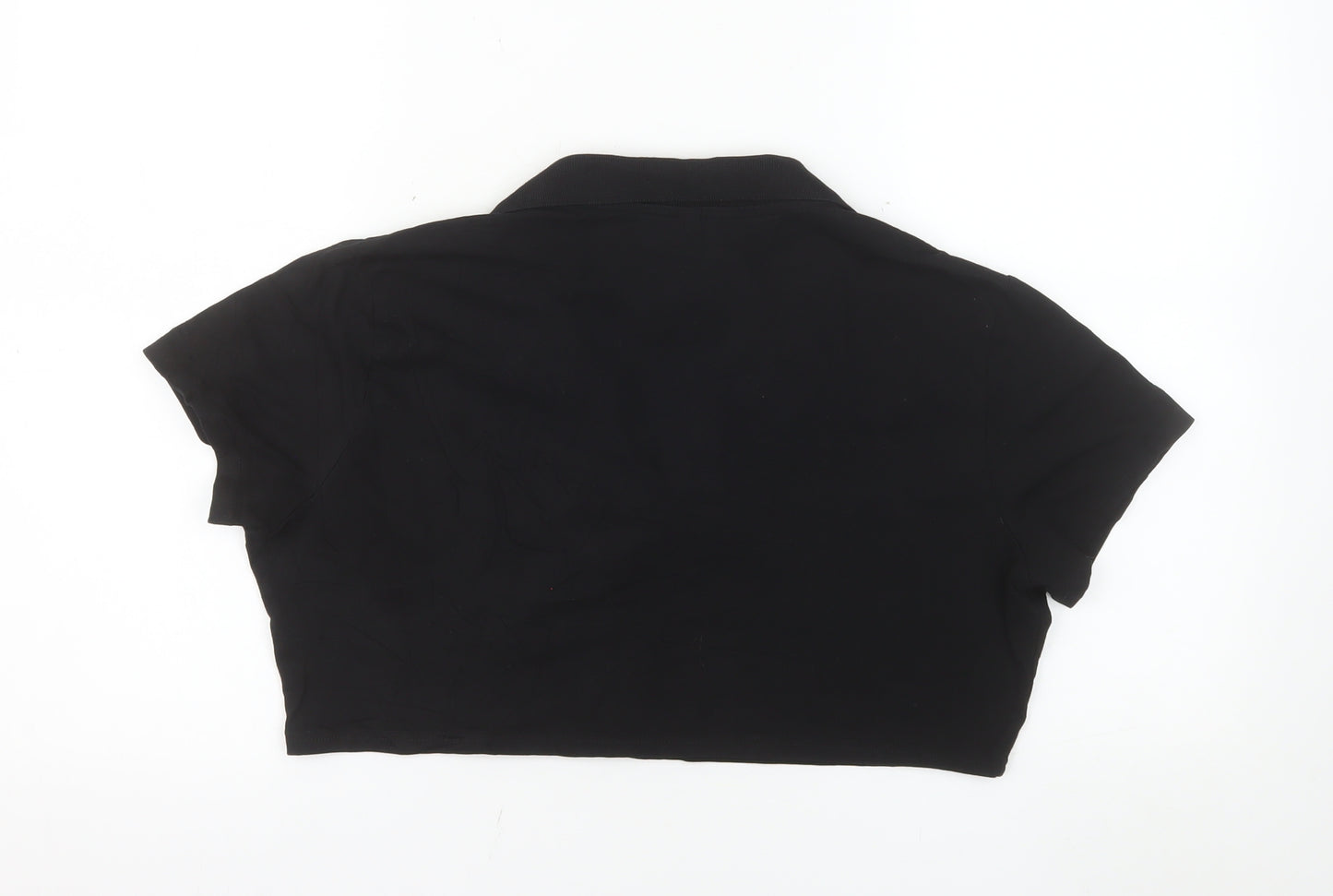 H&M Divided Women's Black Cropped Polo Shirt XL Cotton Blend