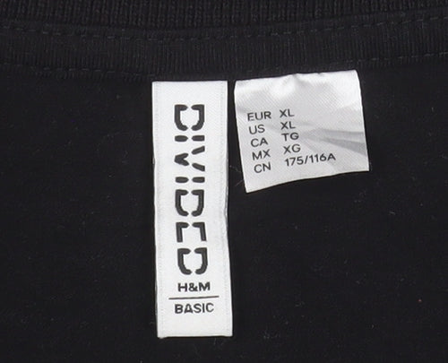 H&M Divided Women's Black Cropped Polo Shirt XL Cotton Blend
