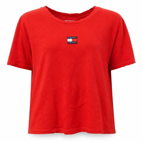 Tommy Jeans Women's Red Cotton Short Sleeve T-Shirt Size L