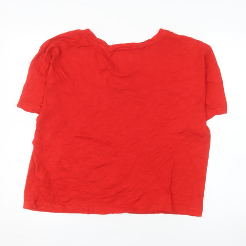 Tommy Jeans Women's Red Cotton Short Sleeve T-Shirt Size L