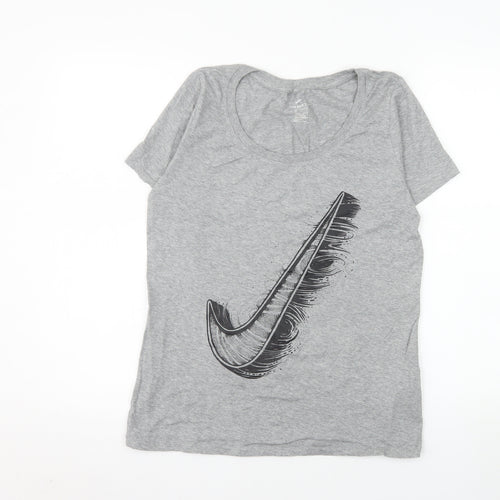 Nike Womens Grey Athletic Fit T-Shirt Medium Short Sleeve Cotton