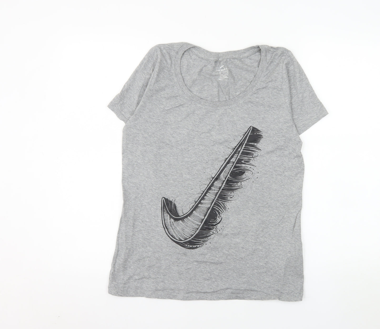 Nike Womens Grey Athletic Fit T-Shirt Medium Short Sleeve Cotton
