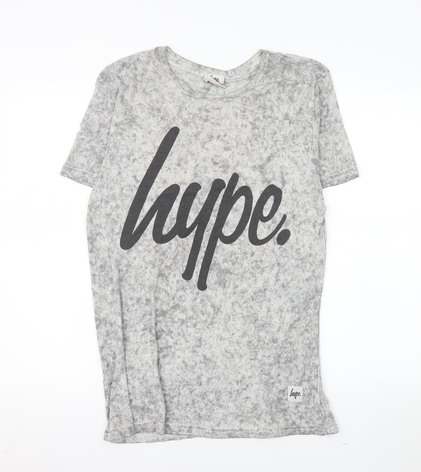 Hype Women's Grey Short Sleeve Crew Neck Logo T-Shirt Medium