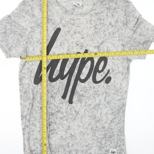 Hype Women's Grey Short Sleeve Crew Neck Logo T-Shirt Medium