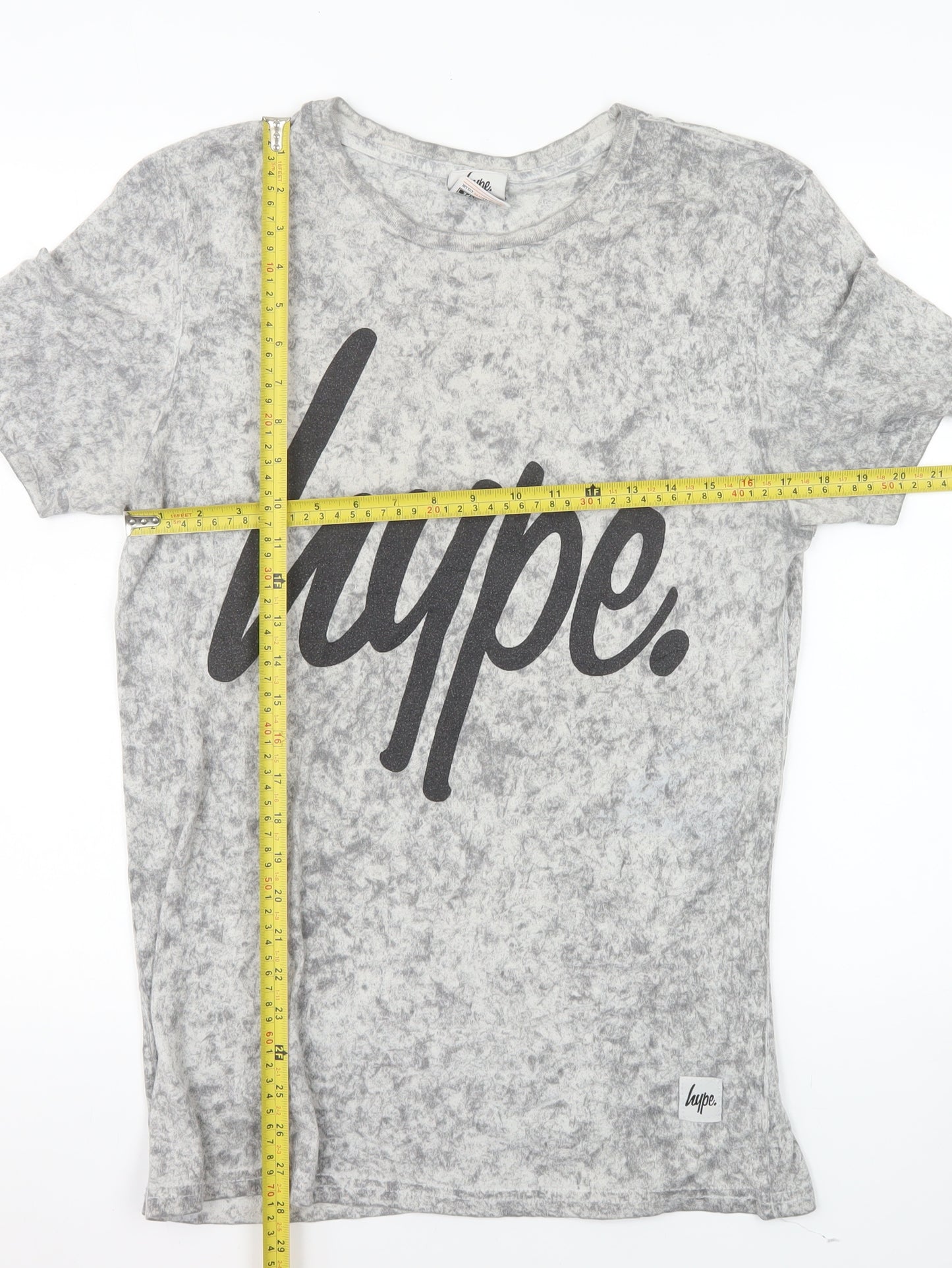 Hype Women's Grey Short Sleeve Crew Neck Logo T-Shirt Medium