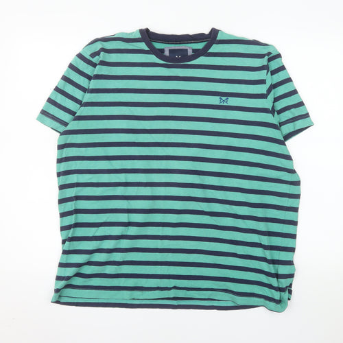 Crew Clothing Company Women Blue Striped Cotton T-Shirt XL